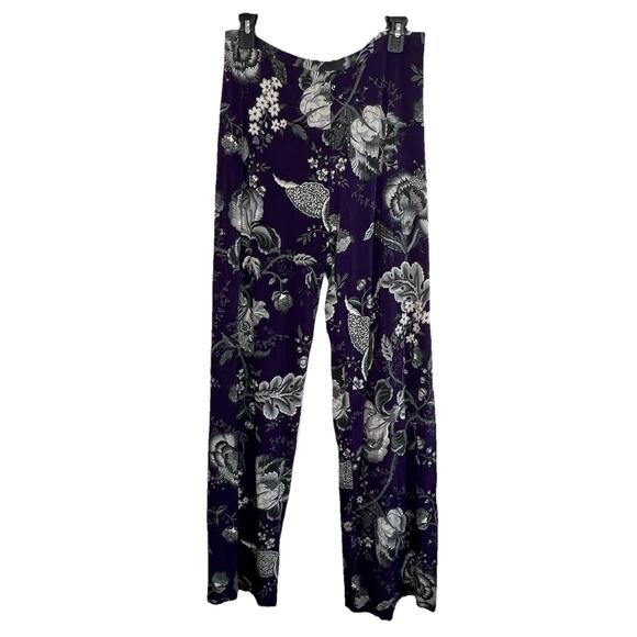 Fuzzi Jean Paul Gaultier Wide Leg Mesh Pants Large Purple Floral 90’s Y2K Q21 - Picture 1 of 6